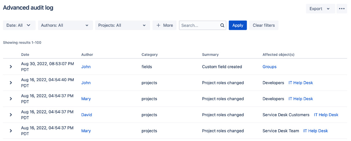 Figure 9.24 – Audit log 