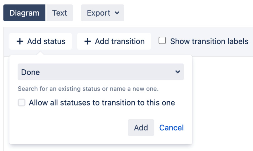 Figure 7.6 – Adding a status 