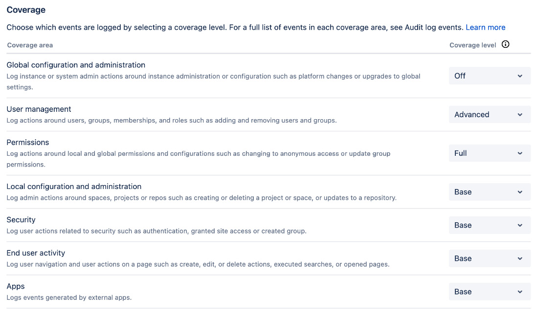 Figure 9.25 – Audit log settings 