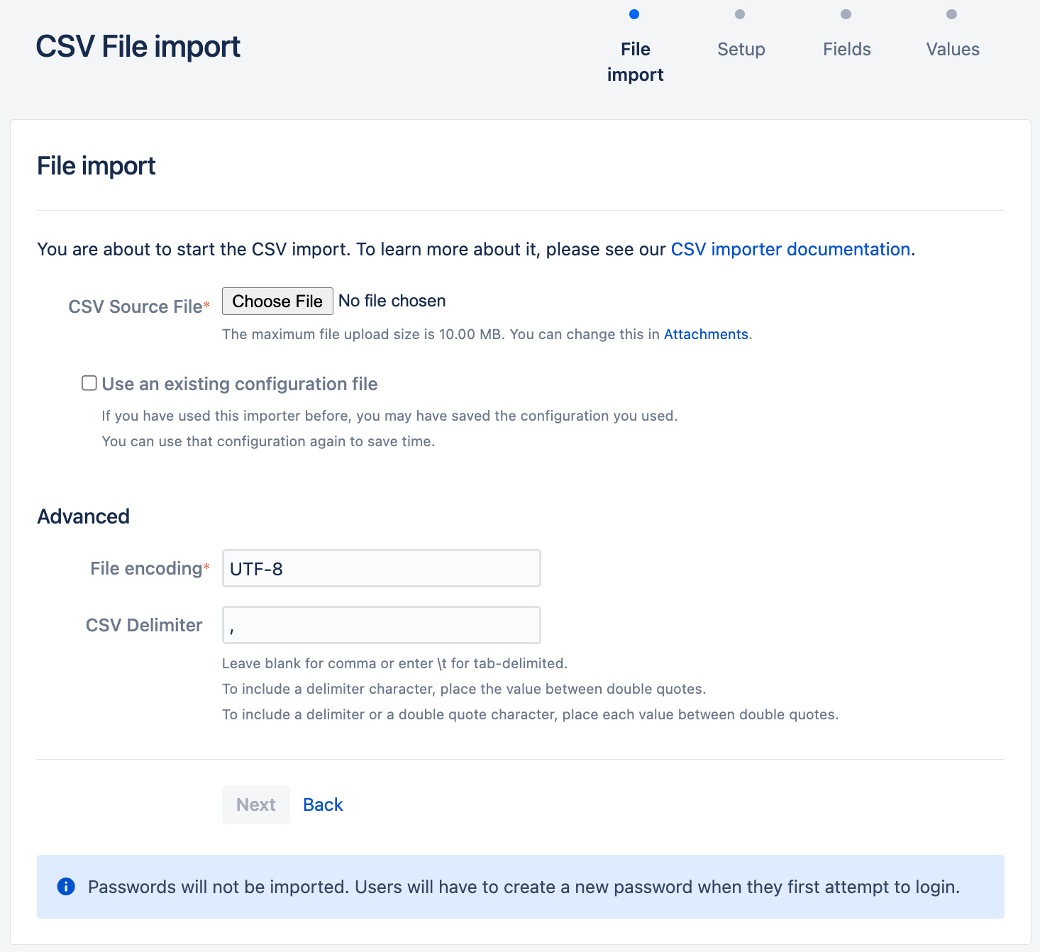 Figure 2.8 – CSV File import 