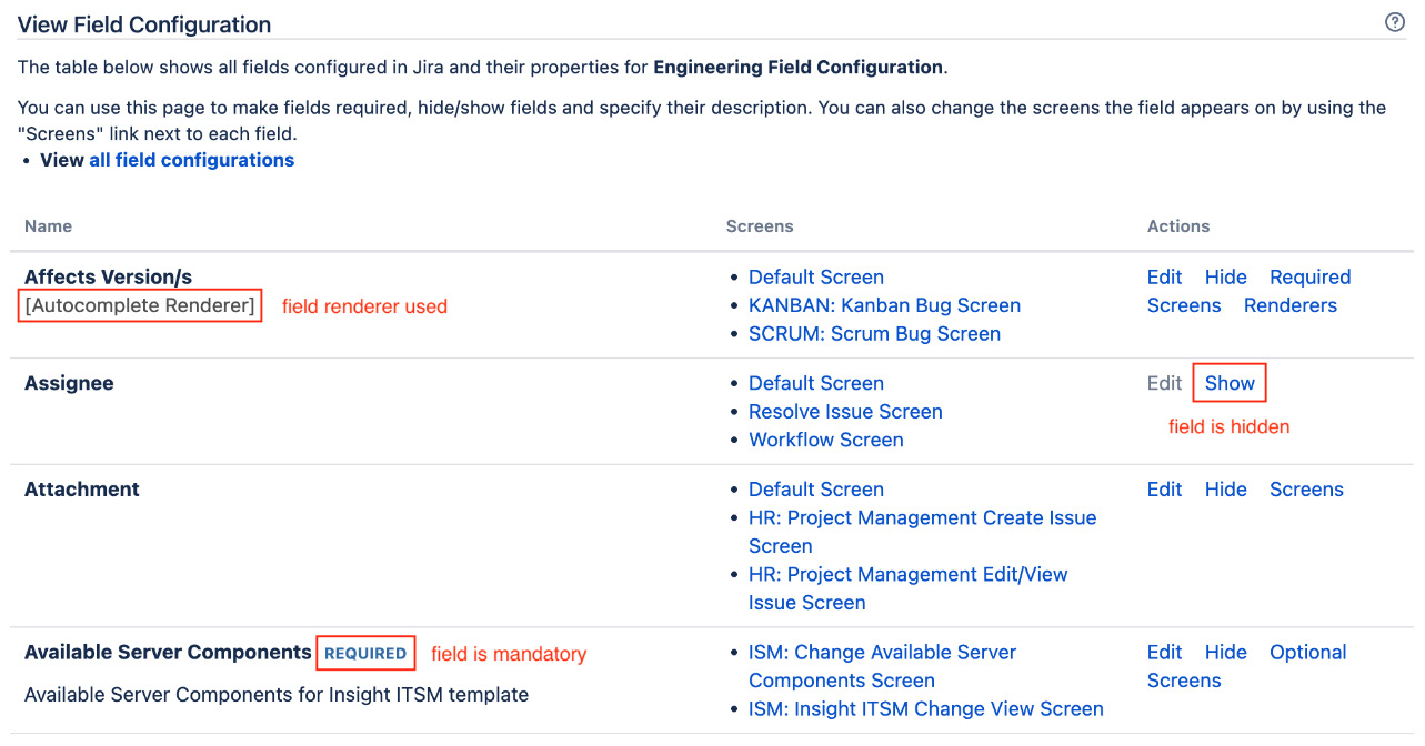 Figure 5.10 – Manage field configurations 