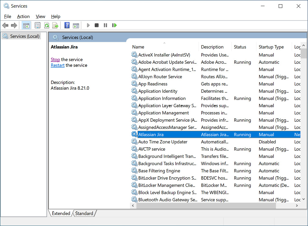 Figure 1.19 – Windows Services 