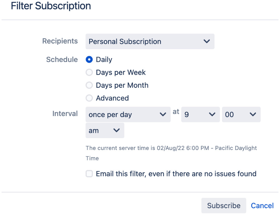 Figure 10.8 – Subscribe filter 