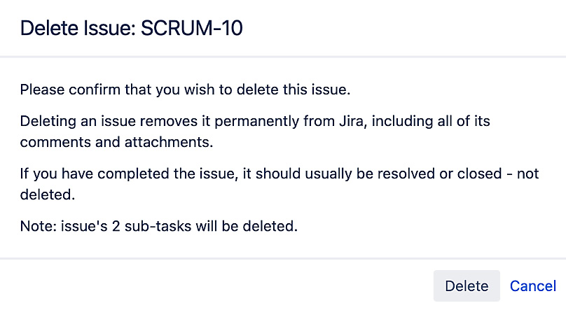 Figure 4.11 – Delete Issue 