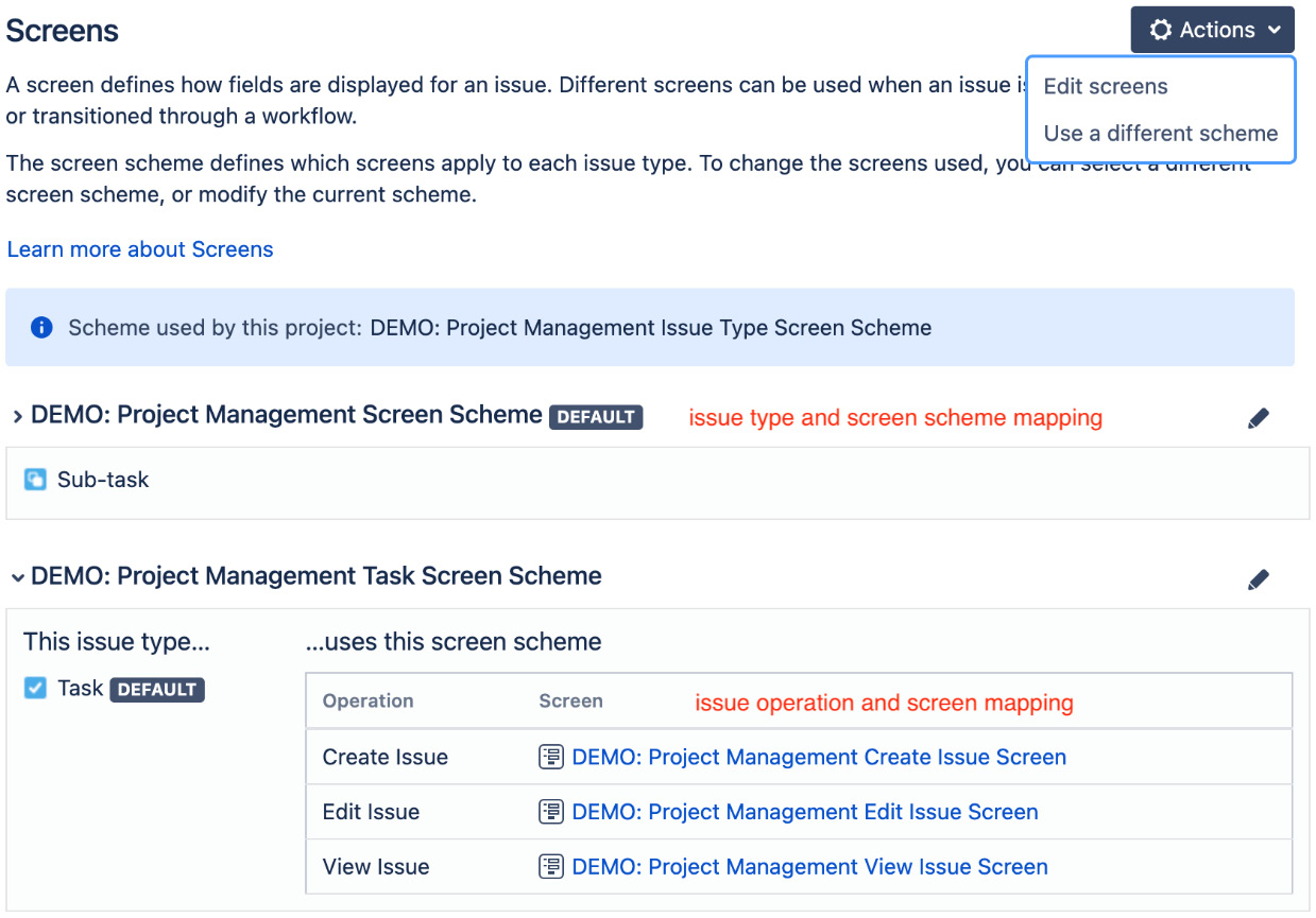 Figure 6.10 – Associate an issue type screen scheme to a project 