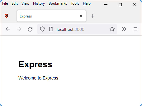 Figure 7.6 – Default app home page created with Express 