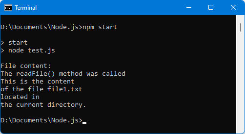 Figure 6.10 – Starting the Node.js application with npm start 