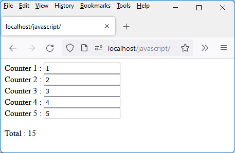 Figure 4.5 – Displaying five counters 