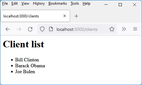 Figure 7.9 – View displayed using JADE syntax 