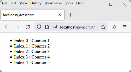 Figure 3.15 – Using index in the v-for directive 