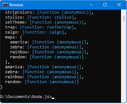 Figure 6.12 – Displaying contents of the colors module 