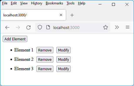 Figure 9.12 – The list of elements is displayed when the application starts 