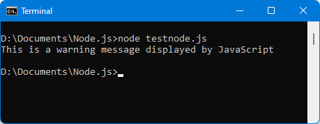 Figure 1.4 – Running a Node.js program 