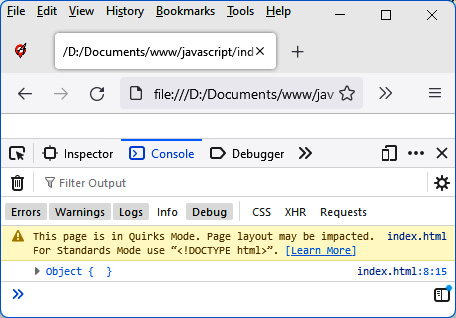 Figure 2.2 – Creating an object in the browser 
