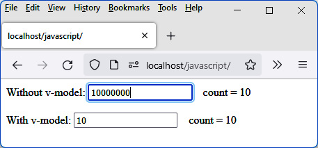 Figure 3.17 – Editing an input field without v-model 