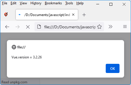 Figure 3.1 – Displaying the Vue.js version number 