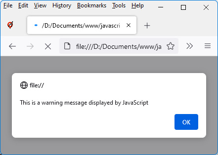 Figure 1.1 – Displaying a message in the browser window 