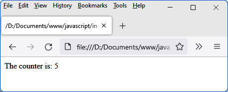 Figure 3.4 – Incrementing a reactive variable 