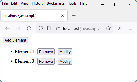 Figure 5.12 – Deleting item Element 2 from the list 
