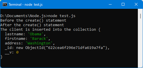 Figure 8.6 – Using the Client.create() class method 