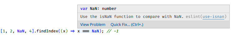 Figure 5.5 – ESLint prevents you from a NaN-related mistake