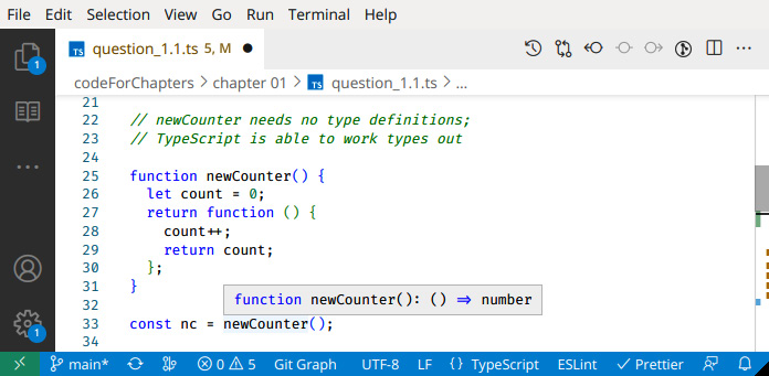 Figure 1 – Visual Studio Code helps with typing