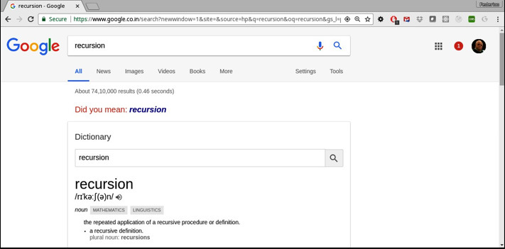 Figure 9.1 – Google itself jokes about it: if you ask about recursion, it answers, “Did you mean: recursion”