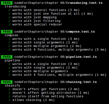Figure 8.5 – A successful run of testing for connected functions