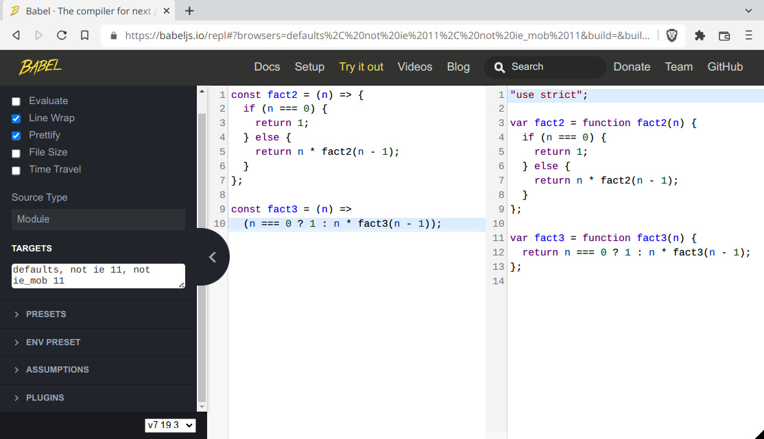 Figure 1.3 – The Babel transpiler converts ES13 code into compatible JS5 code