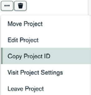Figure 4.5 – Use the Copy Project ID option to retrieve the project ID 
