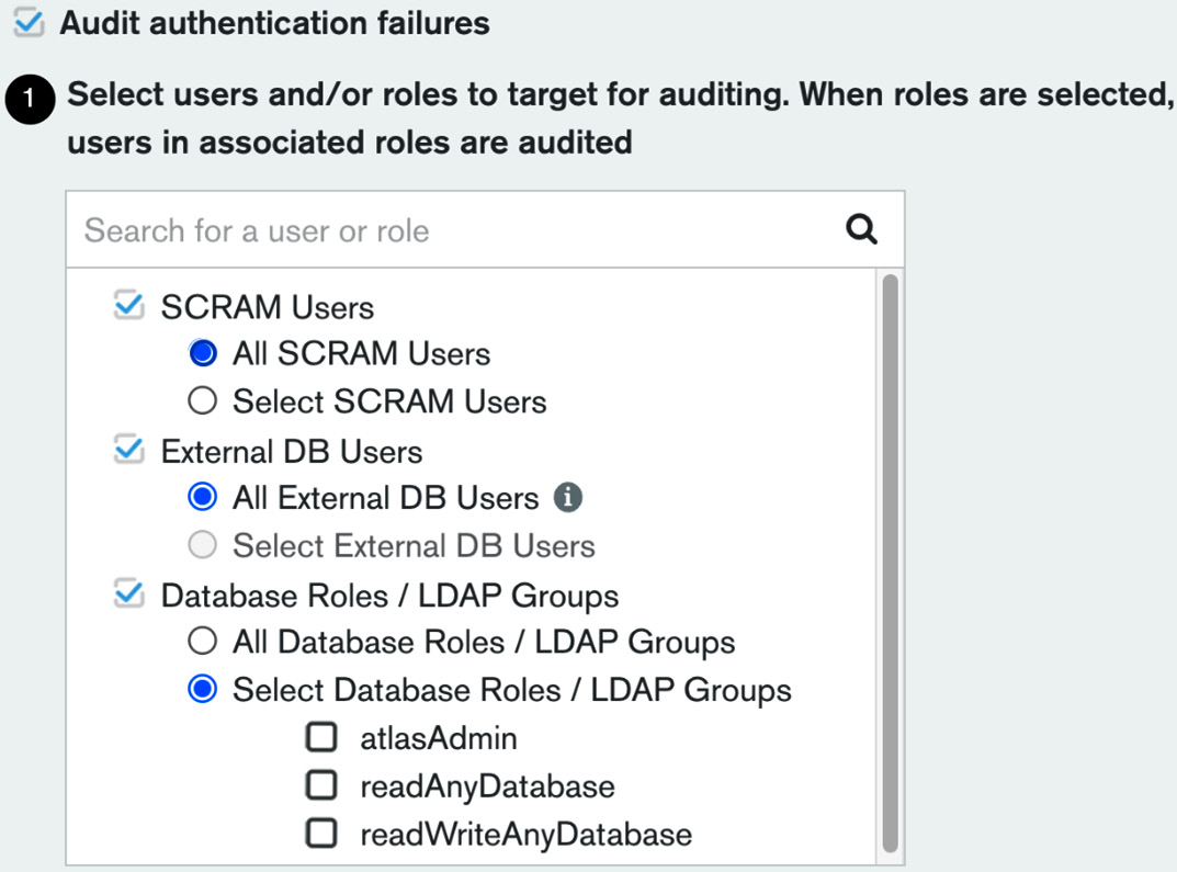 Figure 4.1 – Auditing users in MongoDB Atlas 
