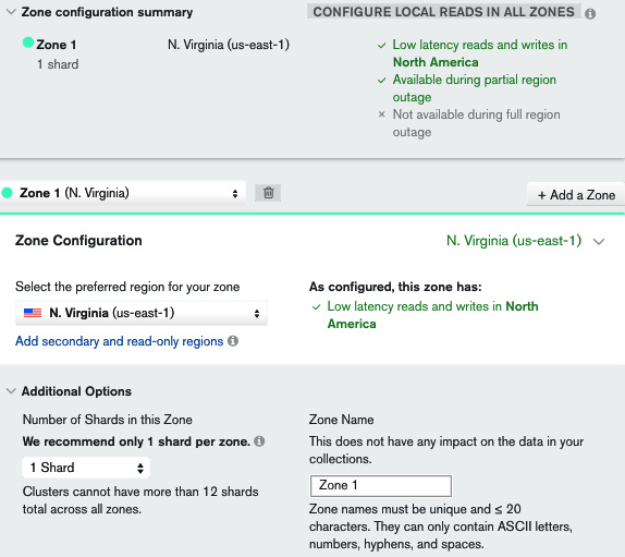 Figure 11.2: Zone configuration summary panel 