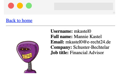 Figure 4.2 – The user detail page 