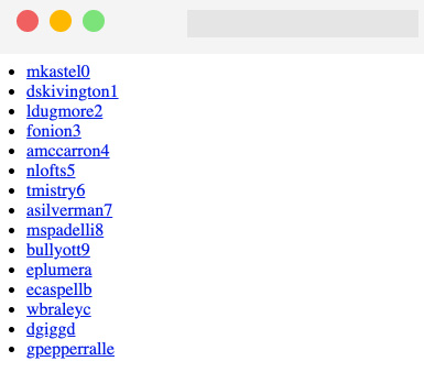 Figure 4.1 – API result rendered on the browser 