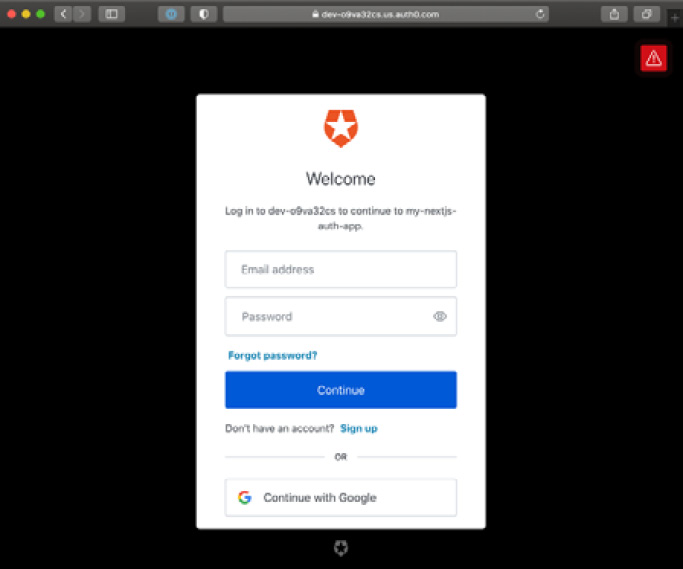 Figure 12.5 – The default Auth0 login page 