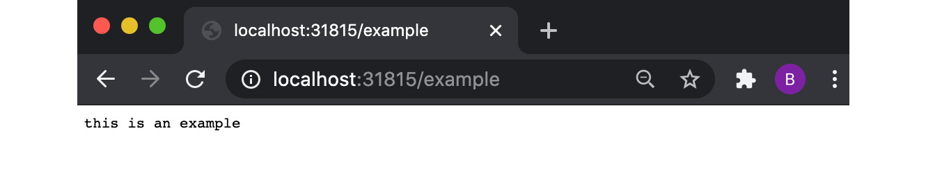 Figure 11.19 – Browser showing the "this is an example" string 