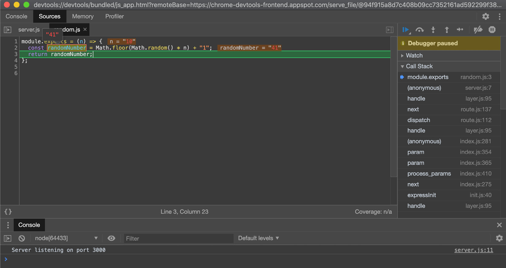 Figure 12.7 – Screenshot of the Chrome DevTools interface showing variable values on hover 