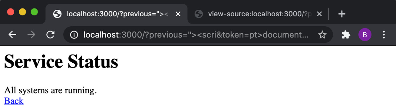 Figure 9.12 – Demonstrative service status web page showing "All systems are running." 