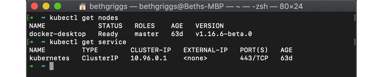 Figure 11.18 – kubectl listing the Kubernetes nodes in the cluster 