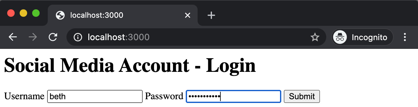 Figure 9.13 – Social Media Account login page 