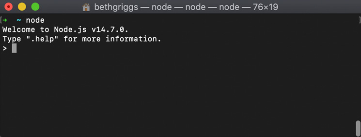 Figure 1.8 – Node.js REPL  