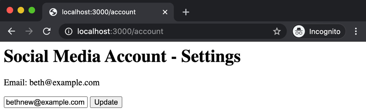 Figure 9.14 – Social Media Account settings page 
