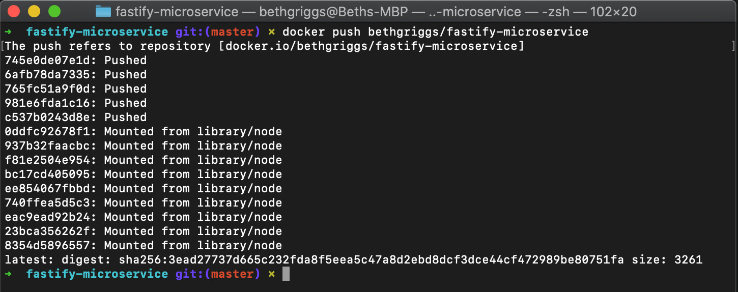 Figure 11.15 – Docker push output  