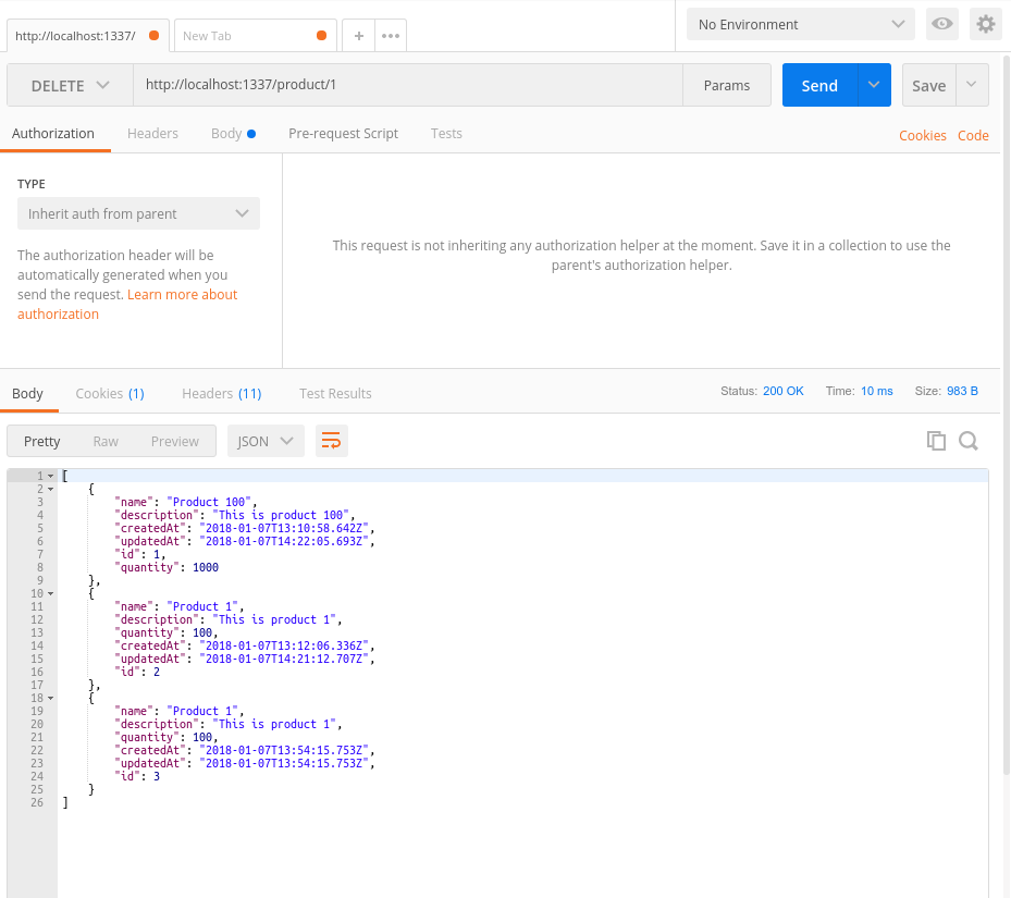 Sending a DELETE request