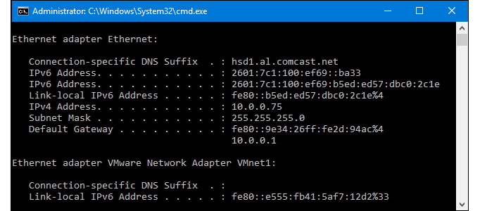Figure 31.2 – Getting the network address on Windows 
