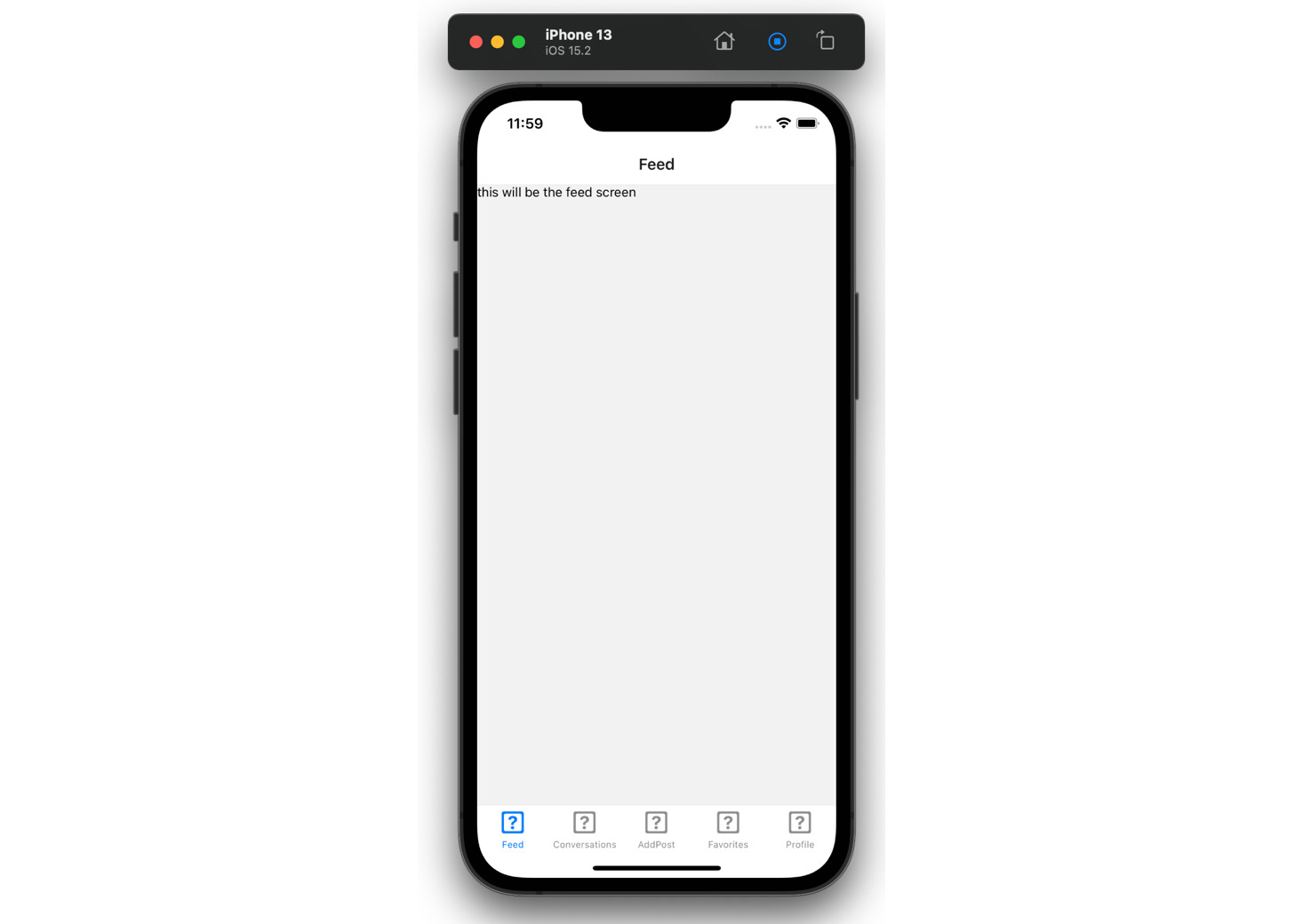 Figure 3.4 – iPhone 13 with iOS 15.2 simulator screenshot 