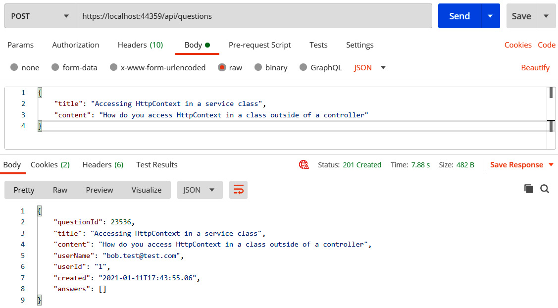 Figure 11.11 – Successfully accessing a protected endpoint in Postman 