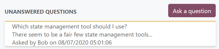 Figure 4.11 – Styled unanswered questions container 