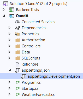 Figure 14.5 – The appsettings files in Solution Explorer 