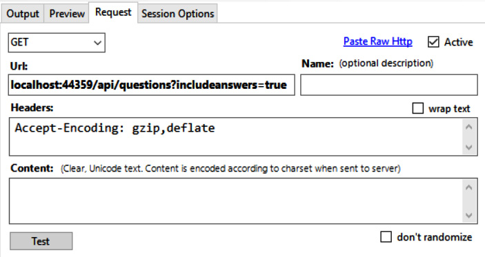 Figure 10.3 – Setting the WebSurge request path 